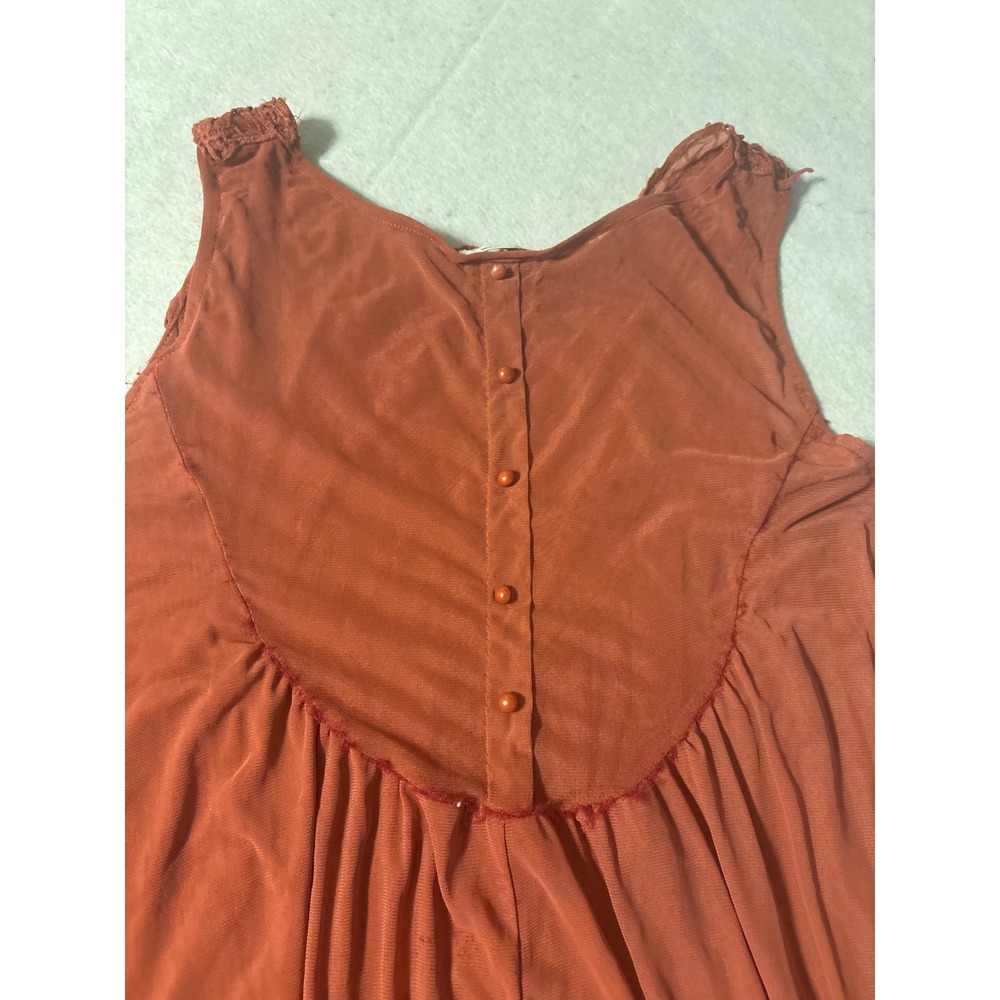 Ultra Pink Burnt Orange Crochet Lace Babydoll Sleeveless Top XL Boho Button Back - Picture 4 of 11